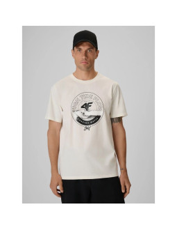 T-shirt regular z nadrukiem męski 4f 4frss26ttshm4298-11s