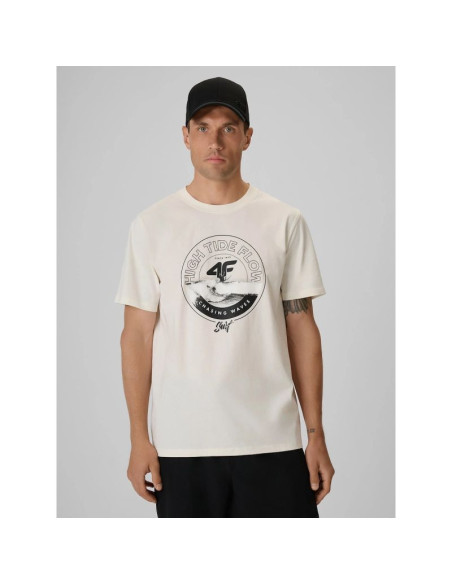 T-shirt regular z nadrukiem męski 4f 4frss26ttshm4298-11s