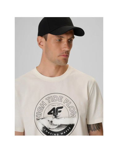 T-shirt regular z nadrukiem męski 4f 4frss26ttshm4298-11s