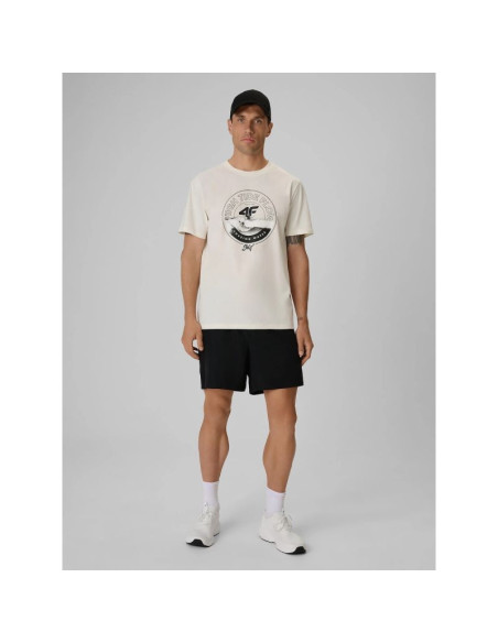 T-shirt regular z nadrukiem męski 4f 4frss26ttshm4298-11s