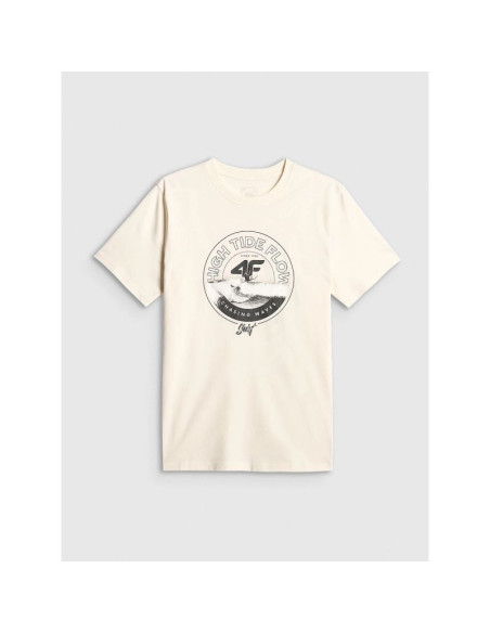 T-shirt regular z nadrukiem męski 4f 4frss26ttshm4298-11s