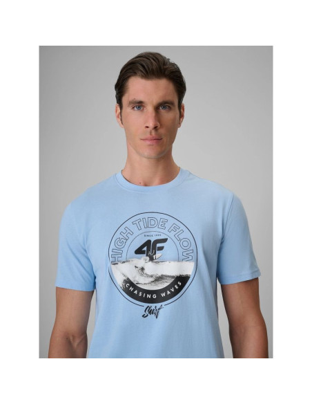 T-shirt regular z nadrukiem męski 4f 4frss26ttshm4298-34s