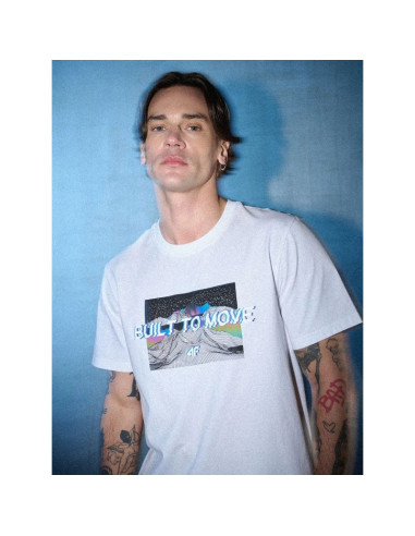 T-shirt regular z nadrukiem męski 4f 4frss26ttshm3658-10s