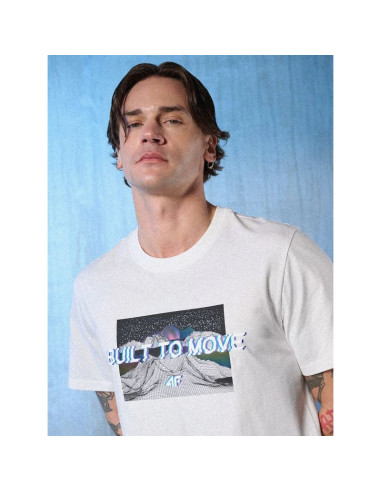 T-shirt regular z nadrukiem męski 4f 4frss26ttshm3658-10s