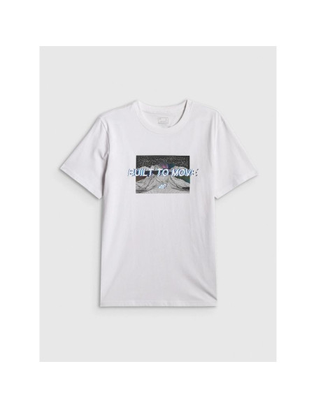 T-shirt regular z nadrukiem męski 4f 4frss26ttshm3658-10s