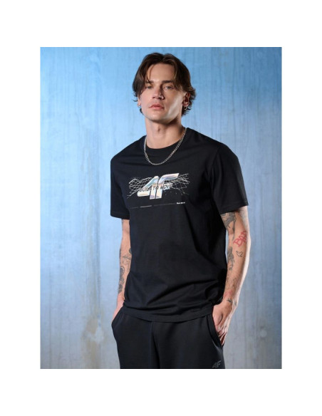 T-shirt regular z nadrukiem męski 4f 4frss26ttshm3662-20s