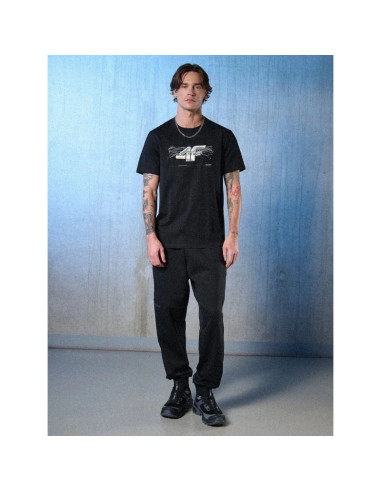 T-shirt regular z nadrukiem męski 4f 4frss26ttshm3662-20s