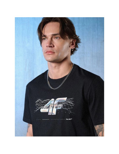 T-shirt regular z nadrukiem męski 4f 4frss26ttshm3662-20s