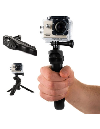 Uchwyt z mini statywem do kamer sportowych gopro sjcam czarny