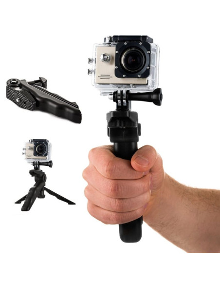 Uchwyt z mini statywem do kamer sportowych gopro sjcam czarny