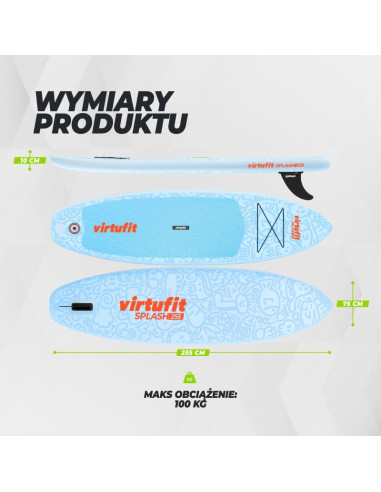 Virtufit deska sup splash 225 z akcesoriami light blue