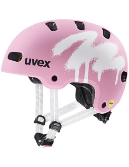 Kask rowerowy dziecięcy uvex kid 4 style mips, sprawy strawberry matt