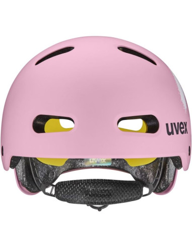 Kask rowerowy dziecięcy uvex kid 4 style mips, sprawy strawberry matt
