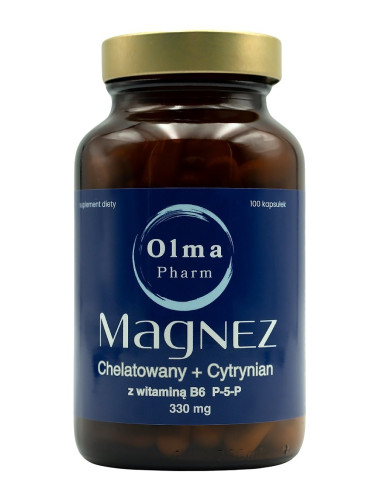 Magnez Chelatowany + Cytrynian Z Witaminą B6 P-5-P (100 Kaps.)