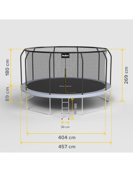 Rebel active trampolina pro 15ft/457cm, siatka, drabinka rba-8005