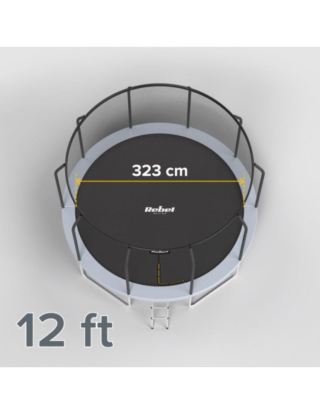 Rebel active trampolina pro 12ft/366cm, siatka, drabinka rba-8003