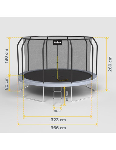 Rebel active trampolina pro 12ft/366cm, siatka, drabinka rba-8003