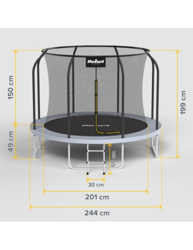 Rebel active trampolina pro 8ft/244cm, siatka, drabinka rba-8001