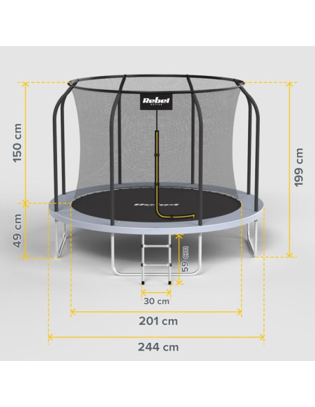 Rebel active trampolina pro 8ft/244cm, siatka, drabinka rba-8001