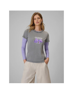 T-shirt regular z nadrukiem damski 4f 4frss26ttshf4513-27s