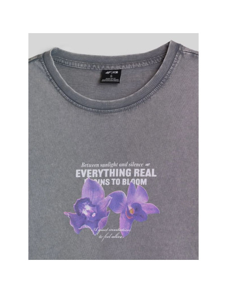 T-shirt regular z nadrukiem damski 4f 4frss26ttshf4513-27s