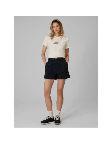 T-shirt regular z nadrukiem damski 4f 4frss26ttshf4422-12s