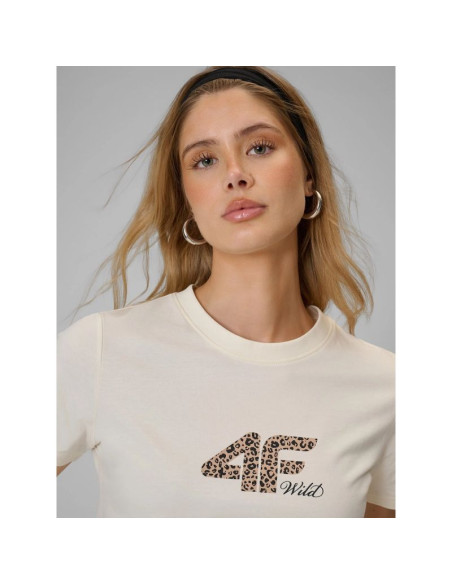 T-shirt regular z nadrukiem damski 4f 4frss26ttshf4422-12s