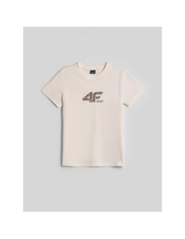 T-shirt regular z nadrukiem damski 4f 4frss26ttshf4422-12s