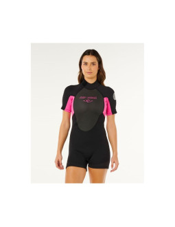 Pianka neoprenowa damska rip curl omega back zip springsuit - black/pink rozmiar: s
