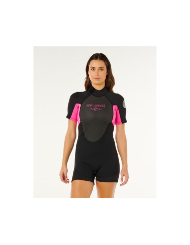 Pianka neoprenowa damska rip curl omega back zip springsuit - black/pink rozmiar: s