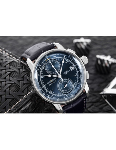 Zegarek męski zeppelin 100 yahre chronograph 8670-3 + box