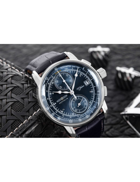 Zegarek męski zeppelin 100 yahre chronograph 8670-3 + box