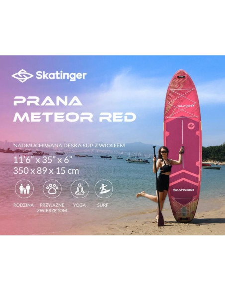 Deska sup skatinger prana meteor red 350x89x15 cm