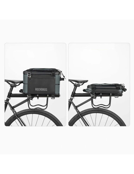 Torba rowerowa rockbros a30 road to sky składana na bagażnik 15-30 l - szara