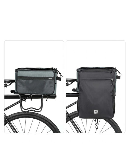 Torba rowerowa rockbros a30 road to sky składana na bagażnik 15-30 l - szara