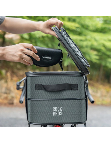 Torba rowerowa rockbros a30 road to sky składana na bagażnik 15-30 l - szara