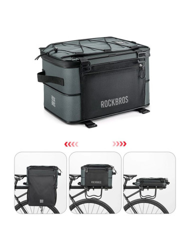 Torba rowerowa rockbros a30 road to sky składana na bagażnik 15-30 l - szara
