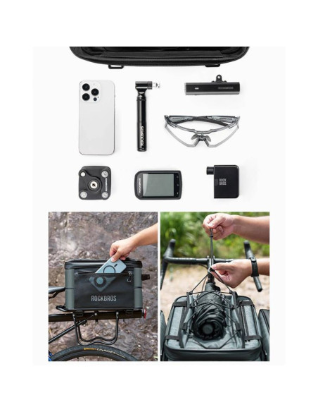 Torba rowerowa rockbros a30 road to sky składana na bagażnik 15-30 l - szara