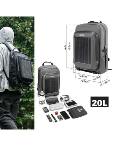 Plecak rowerowy rockbros h51 plecak z panelem solarnym - czarny