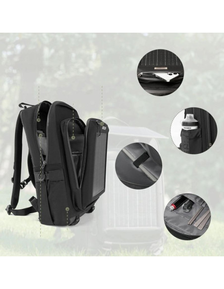 Plecak rowerowy rockbros h51 plecak z panelem solarnym - czarny