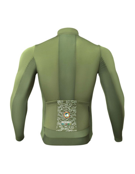 Bluza rowerowa rockbrs tlwt001 road to sky wiatroszczelna, ocieplana, s - zielona