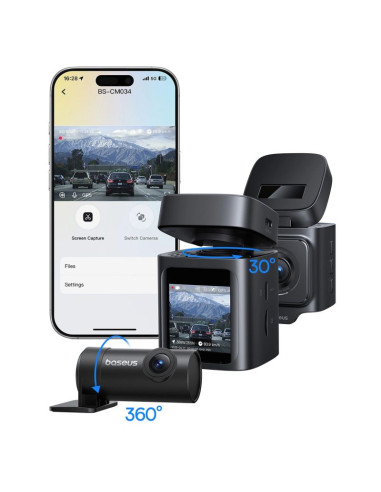 Wideorejestrator baseus primetrip vd1 pro kamera samochodowa 4k z kamerą tylną 1080p i zestawem zasilania - czarny