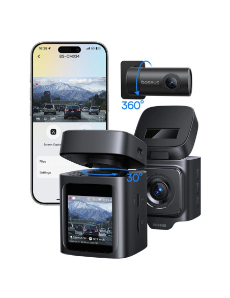 Wideorejestrator baseus primetrip vd1 pro kamera samochodowa 4k z kamerą tylną 1080p i zestawem zasilania - czarny
