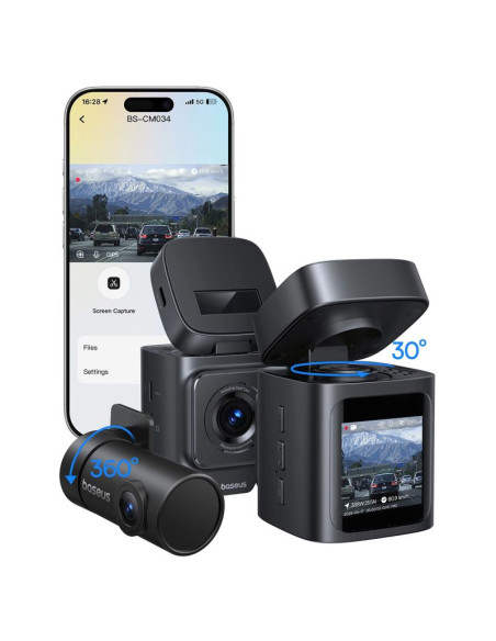 Wideorejestrator baseus primetrip vd1 pro kamera samochodowa 4k z kamerą tylną 1080p i zestawem zasilania - czarny