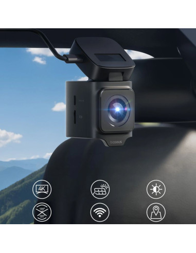 Wideorejestrator baseus primetrip vd1 pro kamera samochodowa 4k z kamerą tylną 1080p i zestawem zasilania - czarny