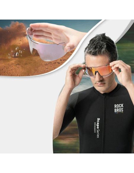 Okulary rowerowe rockbros sp338 road to sky z wymiennymi soczewkami - szare