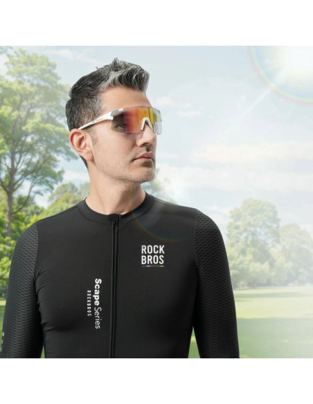 Okulary rowerowe rockbros sp338 road to sky z wymiennymi soczewkami - kremowe