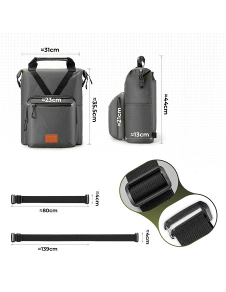 Plecak rockbros h43 do roweru składanego brompton - szary