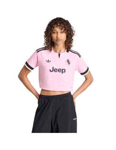 Koszulka damska adidas juventus 26/27 away cropped jersey różowo-czarna kb8842