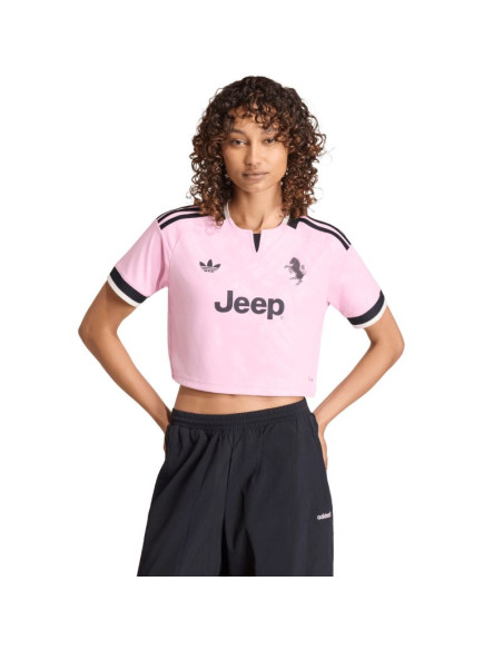 Koszulka damska adidas juventus 26/27 away cropped jersey różowo-czarna kb8842